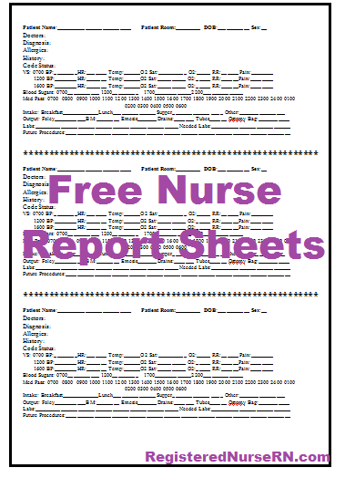 Nursing Report Sheet Templates | Free.