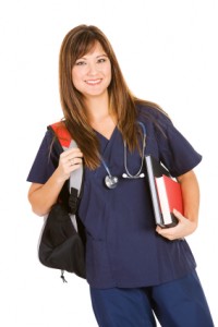 school nurse rn registered nurse nursing student with books