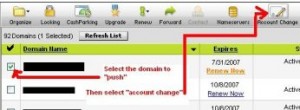 how to push or transfer a domain name, godaddy domain account change