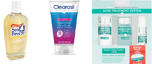 acne products, equate acne treatment, seabreeze,clearasil