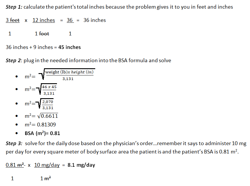 body surface area, bsa, nursing dosage calculations, bsa calculations, body surface area nclex