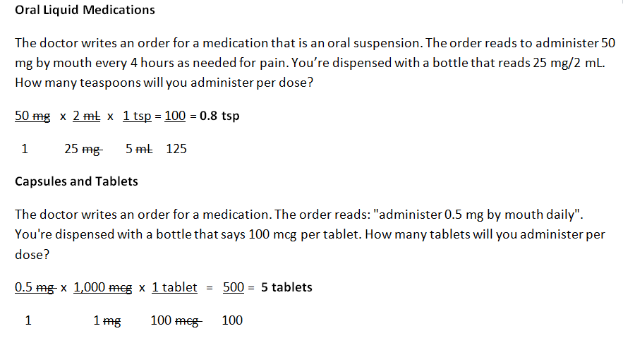 oral medication calculation, drug calculations, liquid medications, nursing