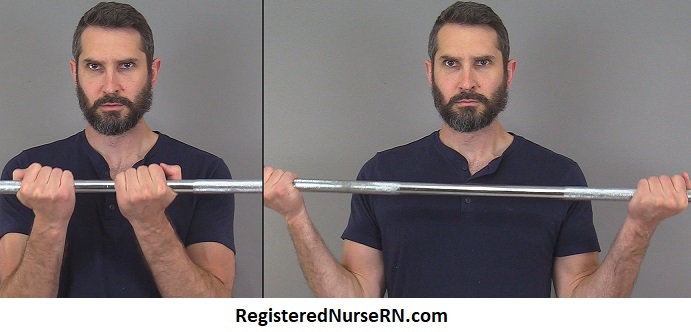 narrow vs wide grip barbell,barbell grip, biceps brachii