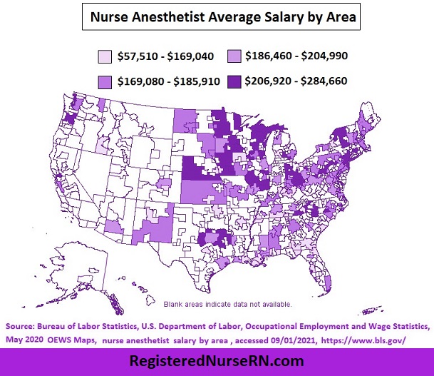 nurse anesthetist city salary, top paying cities crna, crna salary, nurse income