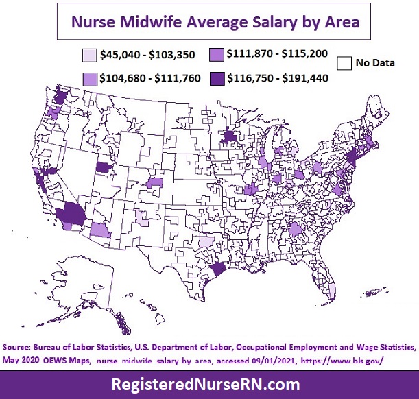 nurse midwife salary, city salary midwife, nurse midwife top paying cities