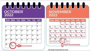 period cycle length, menstrual cycle length, menstrual cycle calculator, cycle days on calendar