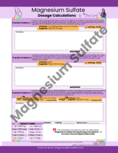 magnesium sulfate nursing dosage calculations, magnesium sulfate maternity practice questions